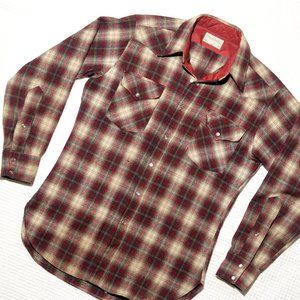 Vintage Pendleton Wool Plaid Western Wear Pearl Snap Button Down
